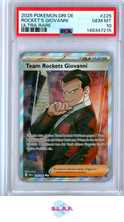 ROCKET'S GIOVANNI ULTRA RARE POKEMON GER DRI DE-DESTINED RIVALS 2025 225 PSA 10 - Image 1