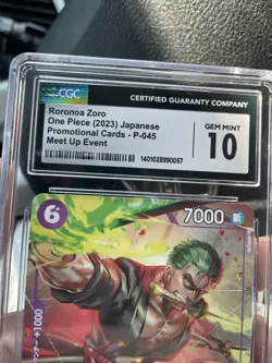CGC GEM MINT 10 One Piece (2023) Japanese Roronoa Zoro P-045 Meetup Event - Image 5