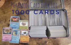Pokemon Card Bulk Lot of 1000 Cards with Lunch Box Tin - Image 1