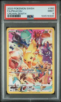 2023 POKEMON SWORD & SHIELD CROWN ZENITH #160 FULL ART/PIKACHU PSA 9 - Image 1
