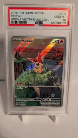 2025 POKEMON VICTINI UNOVA VICTINI ILLUS COLL BLACK STAR PROMO #208 PSA 10 - Image 1