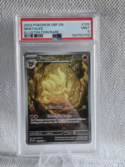 Pokemon 2023 Obsidian Flames Ninetails Holo Illustration Rare Card 199/197 PSA 9 - Image 1