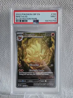 Pokemon 2023 Obsidian Flames Ninetails Holo Illustration Rare Card 199/197 PSA 9 - Image 2