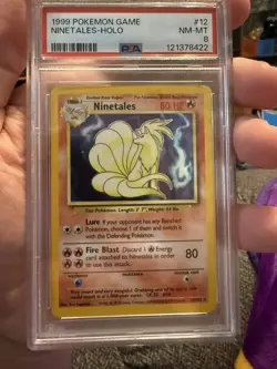 1999 POKEMON BASE SET UNLIMITED #12 NINETALES-HOLO PSA 8 - Image 1