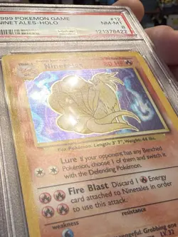 1999 POKEMON BASE SET UNLIMITED #12 NINETALES-HOLO PSA 8 - Image 4