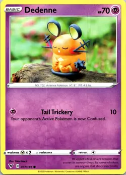 Dedenne Vivid Voltage 077/185 Regular Pokemon TCG NM Common Pack Fresh 2020 - Image 1
