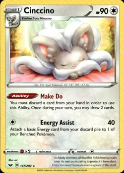 Cinccino 147/202 Rare Sword & Shield Pokemon Lightly Played - Image 1