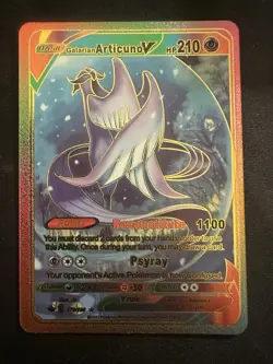 Galarian Articuno V Gold Foil Fan Art Textured Collector Pokemon Card 170/198 - Image 1