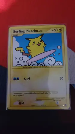 Pokemon TCG Rising Rivals Surfing Pikachu Holo Card 114/111 Secret Rare - Image 1