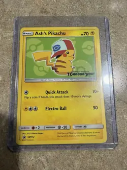2017 Pokemon Ash's Pikachu TCG Black Star Promo Card SM112 - Image 1