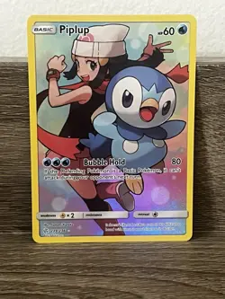 Pokemon TCG Piplup Holo Secret Rare Card Sun & Moon Cosmic Eclipse 239/236 - Image 1
