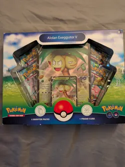 Pokemon GO TCG Trading Card Game: Alolan Exeggutor V Box - 4 Booster Packs - Image 1