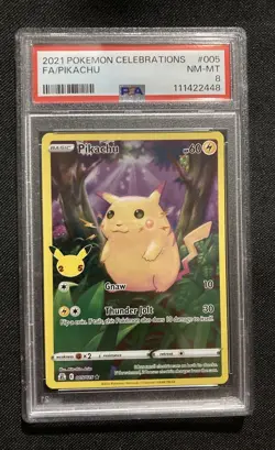 Pokemon 2021 SWSH Celebrations Pikachu Full Art #5 PSA 8 - Image 1