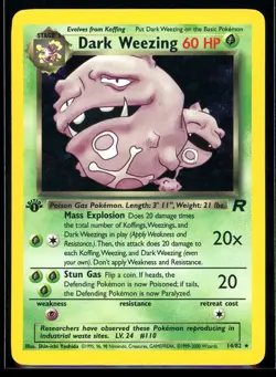 2000 Team Rocket Dark Weezing 1st Edition Holo Rare #14 Pokemon Card - Image 1