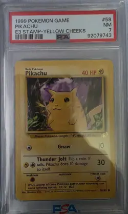 PSA 7 Pokemon E3 Stamp Yellow Cheeks Pikachu 58/102 Near Mint Condition! - Image 1