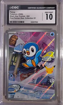 Piplup 042 First Partner Illustration Black Star Promo CGC 10 Gem Mint Pokemon - Image 1