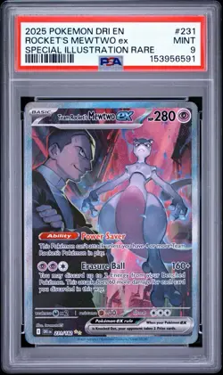 Pokemon TCG Rocket's Mewtwo ex 231/182 Sv10 Destined Rivals SIR Holo PSA 9 - Image 1