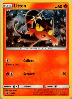 Pokemon TCG Litten SM08 2017 Sun & Moon Cosmos Holo Black Star Promo Card - NM - Image 1