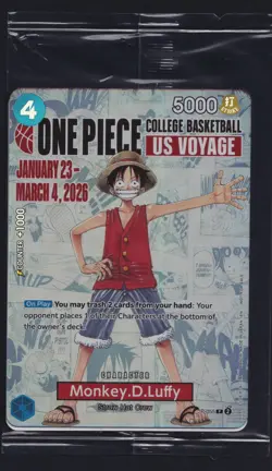 One Piece CCG Monkey D. Luffy P-055 US Voyage College Basketball Promo Sealed - Image 1