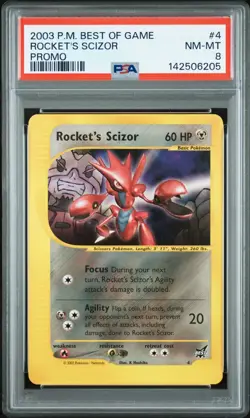 Pokemon Card PSA 8 Rocket's Scizor 4 Best Game WOTC Wizards Promo 2002 2003 - Image 1