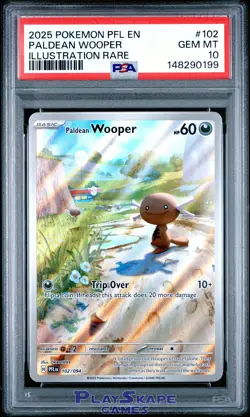 Pokemon Card PSA 10 Paldean Wooper 102/094 PFL Phantasmal Flames IR 2025 - Image 1