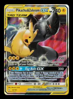 Pokemon Card Pikachu & Zekrom GX 33/181 Team Up Tag Rare Holo LP 2019 - Image 1