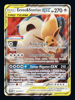 Pokemon Card Eevee & Snorlax GX 166/SM-P Indonesian Indomaset Promo 2020 - Image 1