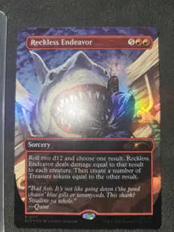 JAWS Reckless Endeavor Borderless FOIL NM Secret Lair In Hand - Image 1
