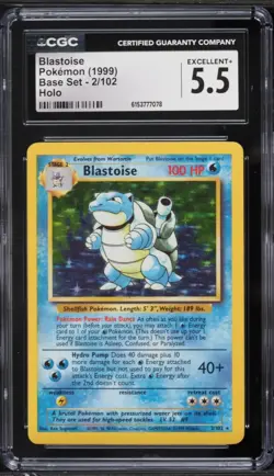 CGC 5.5 Blastoise Holo Rare Base Set 1999 Pokemon Card #2 - Image 1