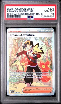 2025 POKEMON DRI EN-DESTINED RIVALS #236 ETHAN'S ADVENTURE PSA 10 - Image 1