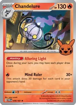Chandelure 038/167 Rare Trick or Trade BOOster 2024 Pokemon Near Mint - Image 1
