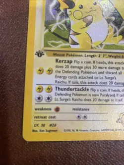 Pokemon Lt. Surge's Raichu Gym Challenge 1st Edition Holo Rare 11/132 - Image 3