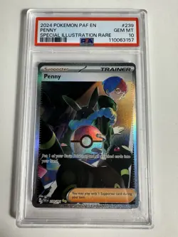 PSA 10 Pokemon TCG Penny Paldean Fates Trainer Holo 239/091 Illustration Rare - Image 1