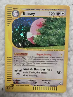 Vintage Blissey H6/H32 Aquapolis Holo Rare Pokemon Card Swirl - Image 1