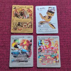 4x Metal Pokemon Cards 1 Gold 3 Silver Charizard Groudon Mew Blastoise - Image 1