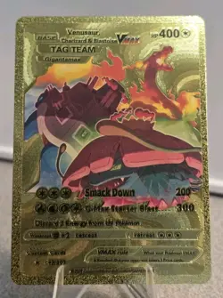Pokemon Venusaur Charizard Blastoise VMAX Tag Team Gold Foil Fan Art Card TCG - Image 1