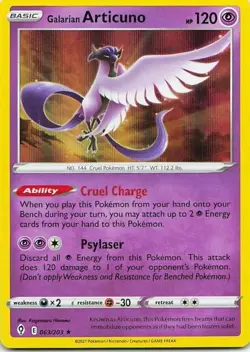 Galarian Articuno 063/203 Chilling Reign Rare Holo NM Pokemon TCG - Image 1
