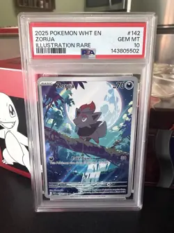 Zorua 142/086 SV: White Flare Illustration Rare Holo English 2025 PSA 10 - Image 1