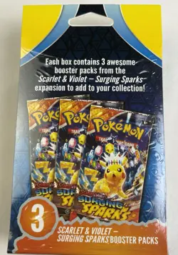 Pokemon TCG Scarlet & Violet Surging Sparks 3-pack Booster packs - Image 3