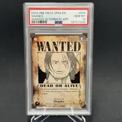 2024 One Piece OP09 EN Wanted Alternate Art #004 Shanks PSA 10 GEM MINT - Image 1