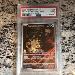 Team Rocket's Meowth 203/182 SV10 Destined Rivals IR Holo EN PSA 9 - Image 1