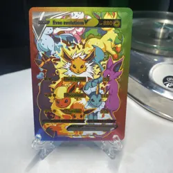 Eevee Evolutions V Rainbow Foil Fan Art Card 880 Hp🔥🔥🔥 - Image 1