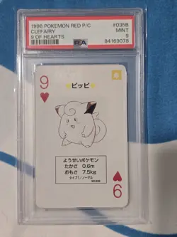 1996 Pokemon Red Playing Card Deck Clefairy 9 Of Hearts PSA 9 - Image 1