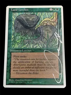 1995 MTG - 4th Edition - LAND LEECHES - Quinton Hoover Signed - NM - Image 1
