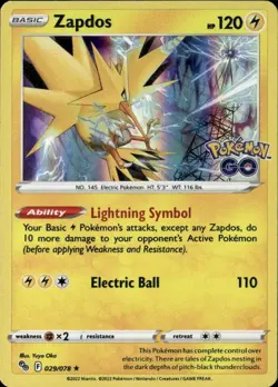 Zapdos Holo Rare PGO Pokemon GO 029/078 - Image 1