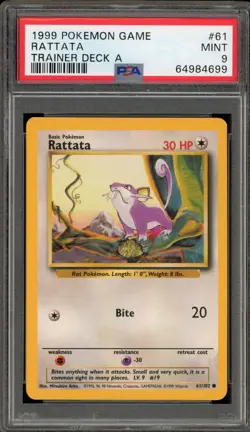 Pokemon Rattata Trainer Deck A #61 PSA 9 Mint - Image 1