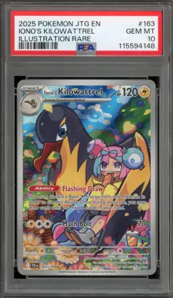 Pokemon Iono's Kilowattrel Journey Together Illustration Rare #163 PSA 10 - Image 1