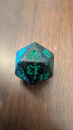 Golgari D20 Spin Down Die, From Magic The Gathering, Green/Black Colored - Image 1