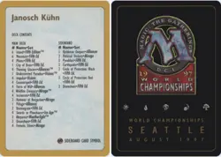 Decklist - Janosch Kuhn - 1997 ~ Moderately Played World Championship B MTG Magi - Image 1