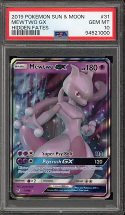 Pokemon Mewtwo GX Hidden Fates Holo Rare #31 PSA 10 Gem Mint - Image 1